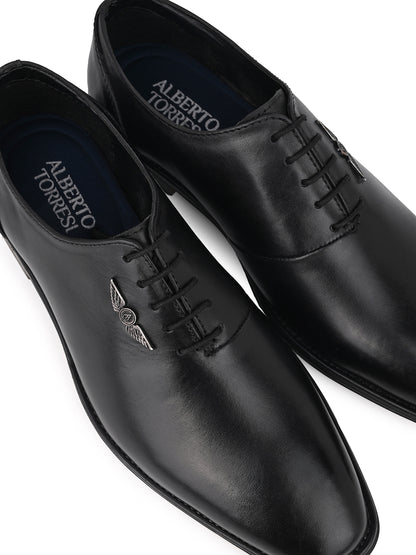 Black Leather Lace Up Shoes For Men