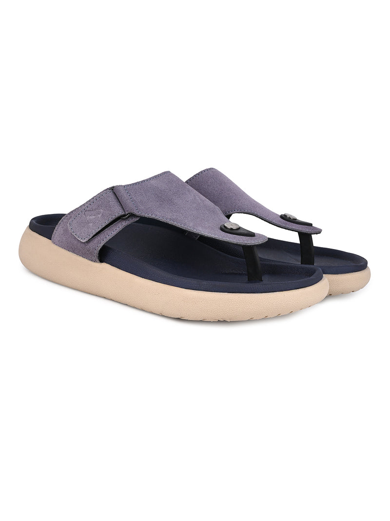 Varello Mauve T-Strap Slippers for Men - Adjustable Comfort Slippers for Casual & Everyday Wear