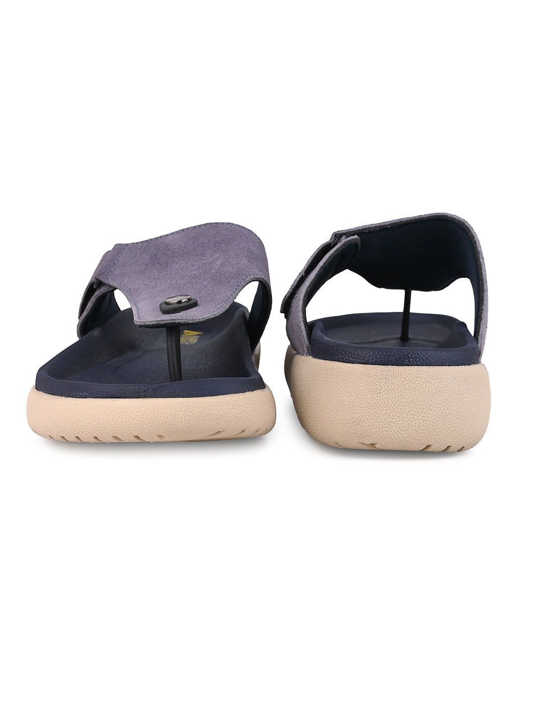 Men Mauve Genuine Suede Leather Adjustable T-Strap Comfort Slippers
