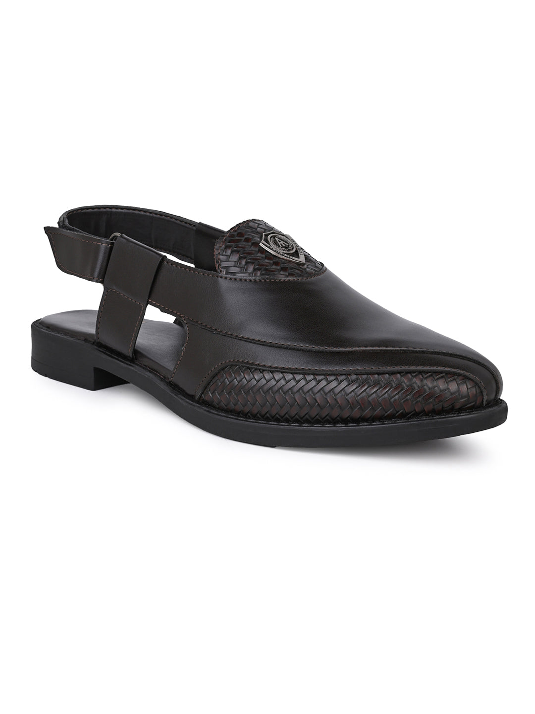 Sultan Brown Peshawari Sandals for Men - Adjustable Backstrap Sandals for Casual &amp; Ethnic Wear