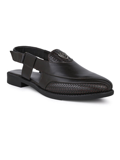 Sultan Brown Peshawari Sandals for Men - Adjustable Backstrap Sandals for Casual &amp; Ethnic Wear