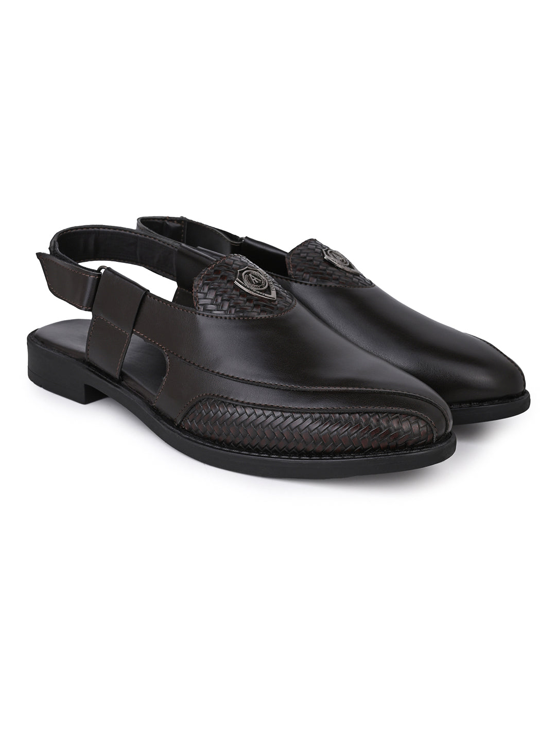 Sultan Brown Peshawari Sandals for Men - Adjustable Backstrap Sandals for Casual &amp; Ethnic Wear