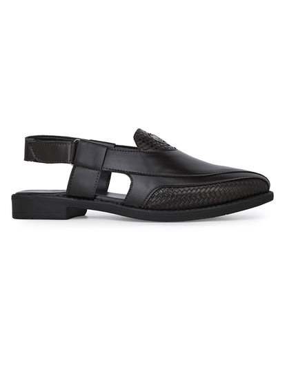 Sultan Brown Peshawari Sandals for Men - Adjustable Backstrap Sandals for Casual &amp; Ethnic Wear