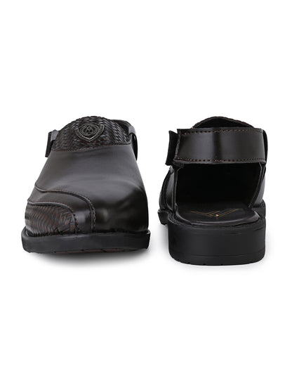 Sultan Brown Peshawari Sandals for Men - Adjustable Backstrap Sandals for Casual &amp; Ethnic Wear
