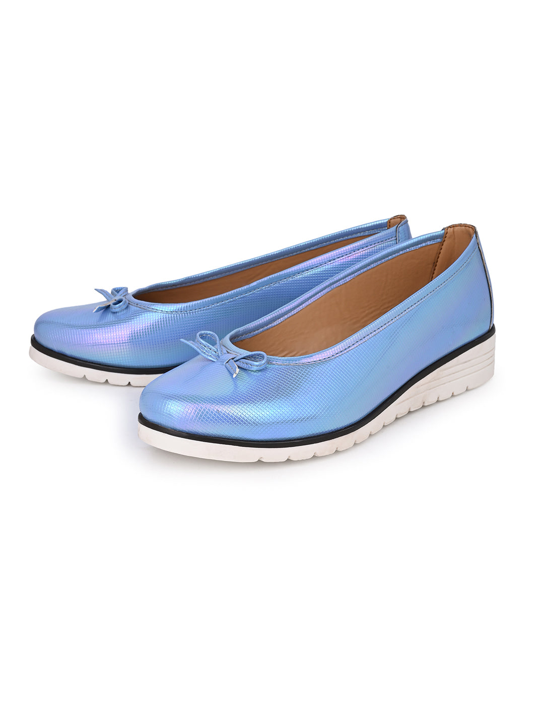 Alberto Torresi Blue Synthetic Ballet Flats With And Tpr Platform Sole Bellies For Women