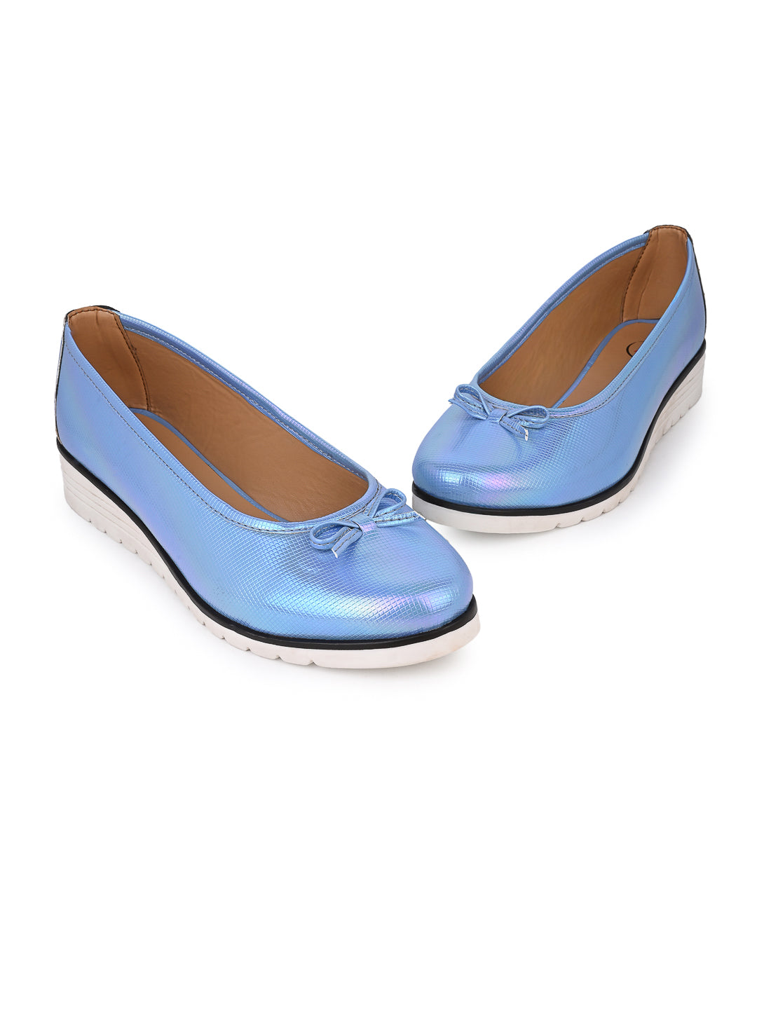 Alberto Torresi Blue Synthetic Ballet Flats With And Tpr Platform Sole Bellies For Women