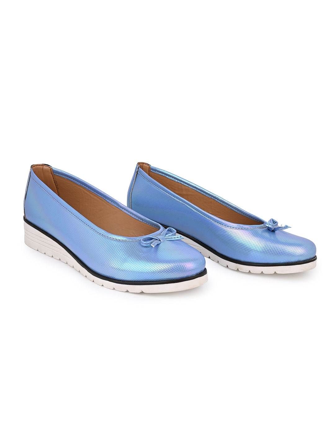 Alberto Torresi Blue Synthetic Ballet Flats With And Tpr Platform Sole Bellies For Women