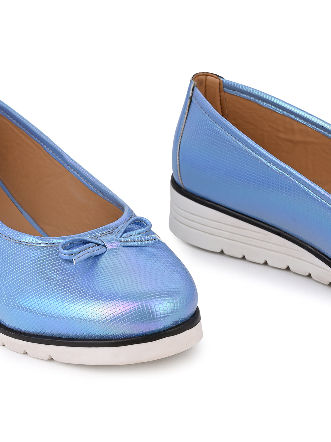 Alberto Torresi Blue Synthetic Ballet Flats With And Tpr Platform Sole Bellies For Women