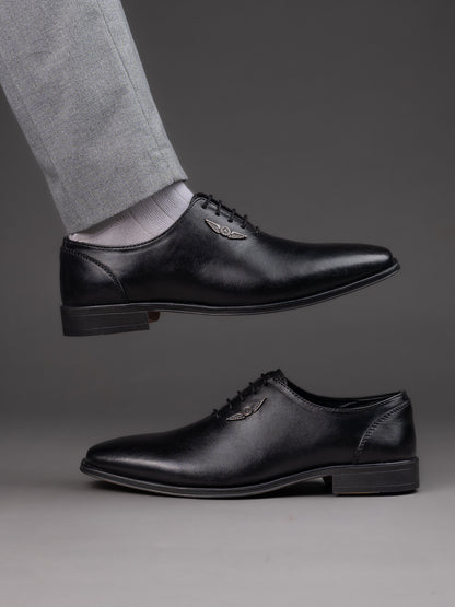 Black Leather Lace Up Shoes For Men