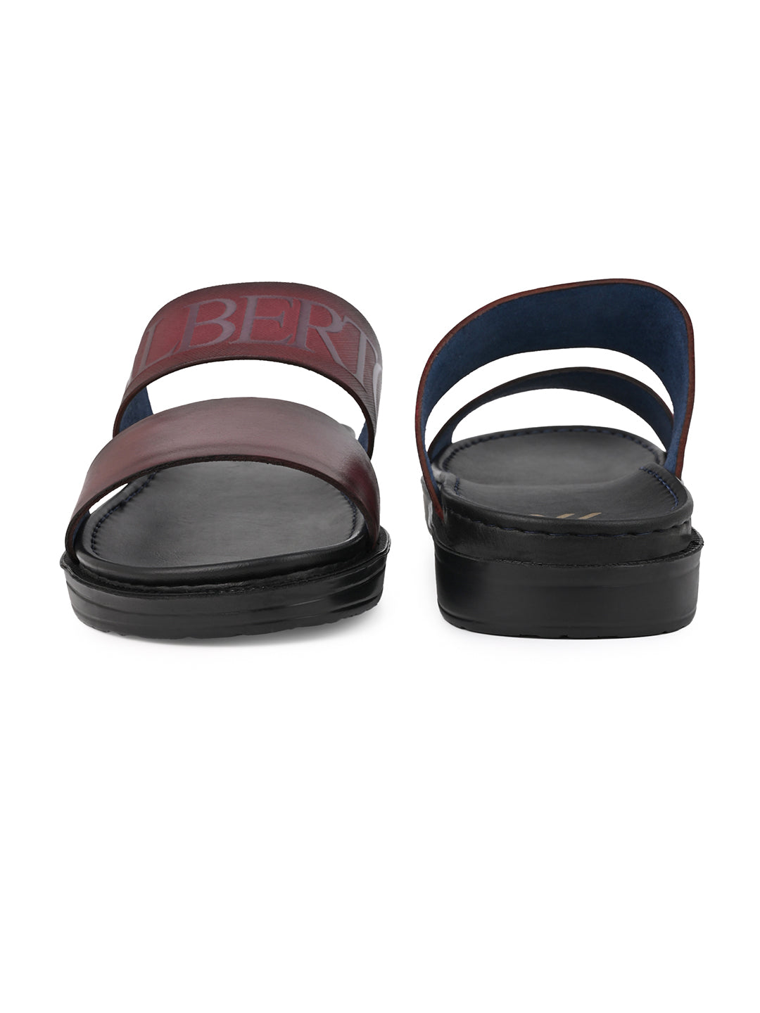 Alberto Torresi PVC Printed Branding Textured Bordo Leather Men Slippers