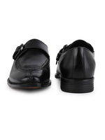 Nobile Black Genuine Leather Monk Strap Shoes for Men - Dress Shoes for Office & Party Wear