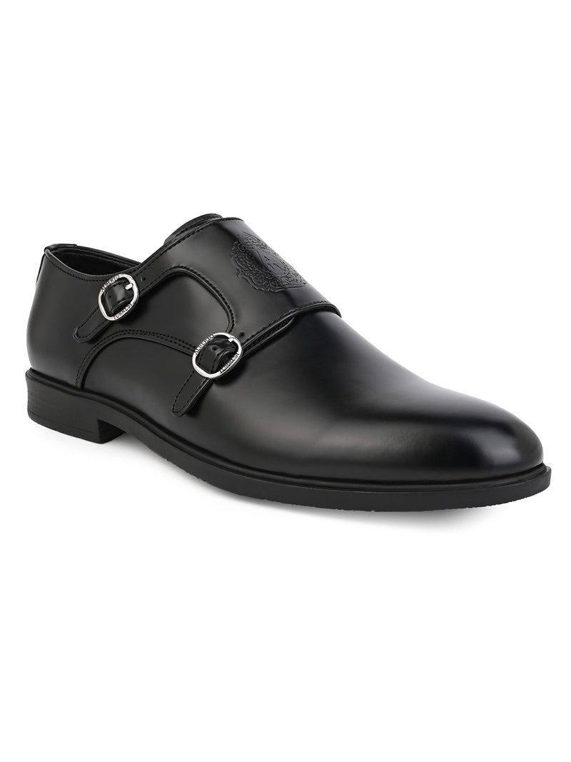 Toro Black Monk Strap Shoes for Men - Dress Shoes for Casual & Party Wear