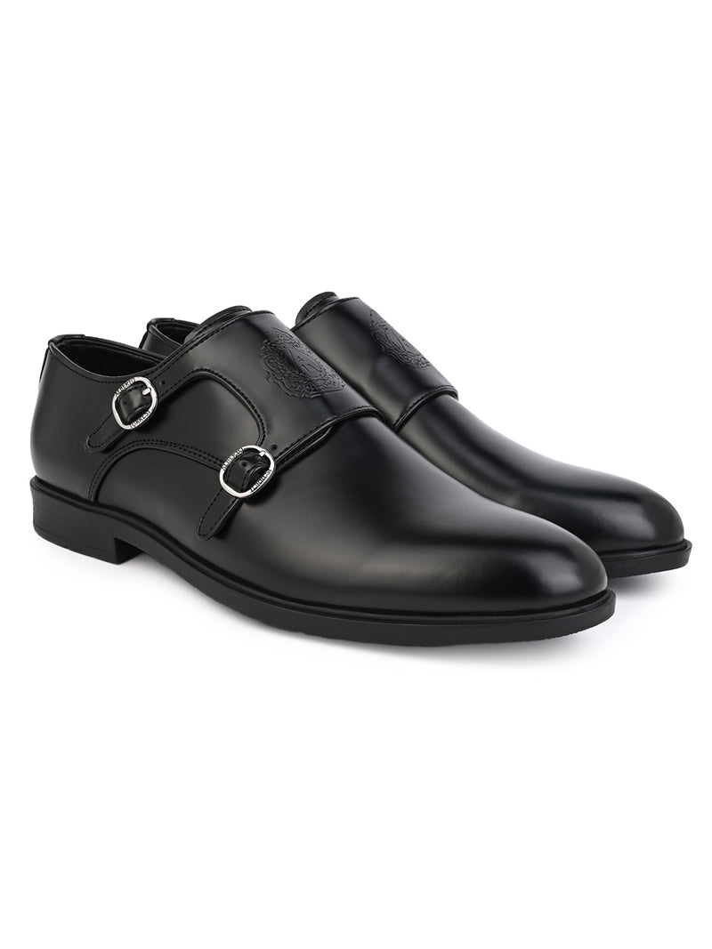 Toro Black Monk Strap Shoes for Men - Dress Shoes for Casual & Party Wear