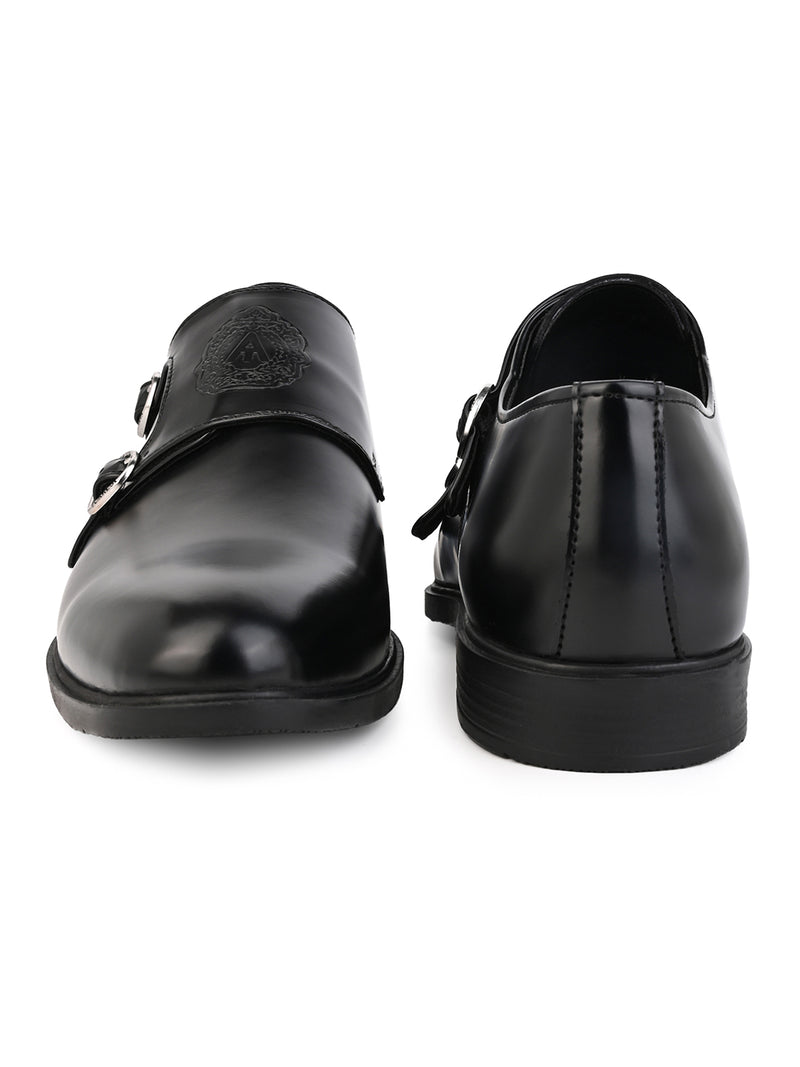 Toro Black Monk Strap Shoes for Men - Dress Shoes for Casual & Party Wear