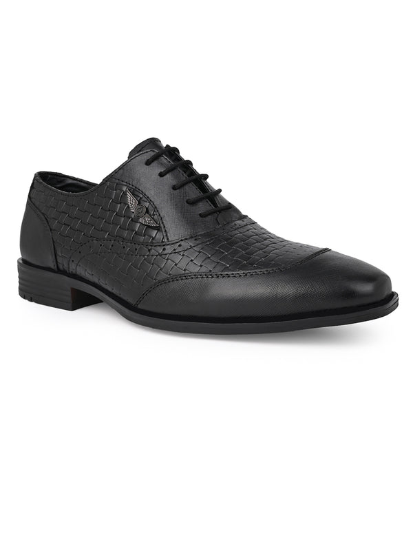 Augusto Black Leather Formal Shoes for Men - Lace-Up Shoes for Office & Party Wear