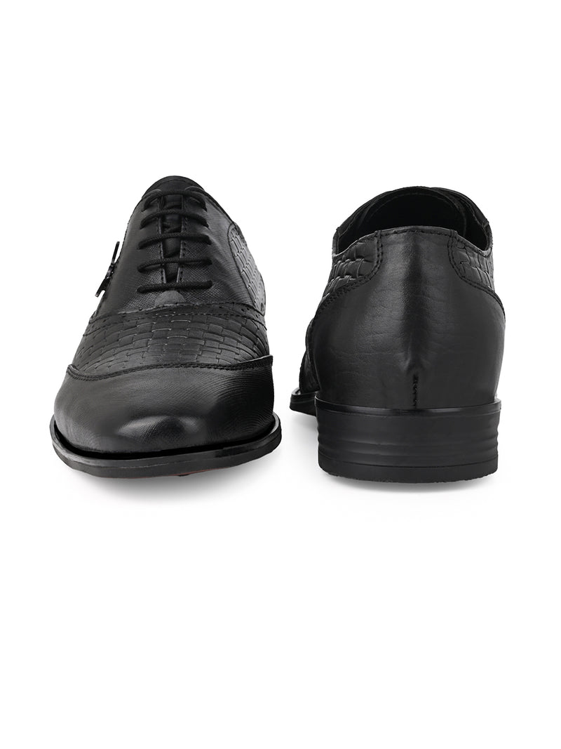 Augusto Black Leather Formal Shoes for Men - Lace-Up Shoes for Office & Party Wear