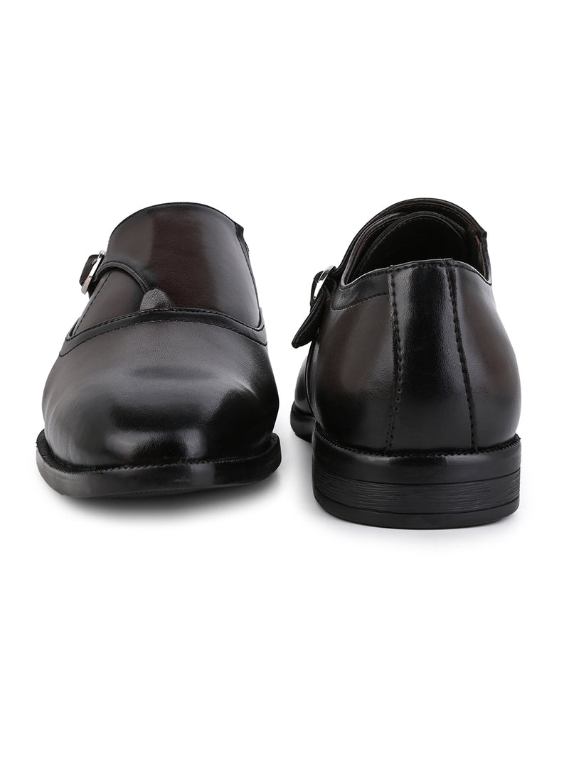 Regale Dark Brown Leather Monk Strap Shoes for Men - Dress Shoes for Office & Party Wear