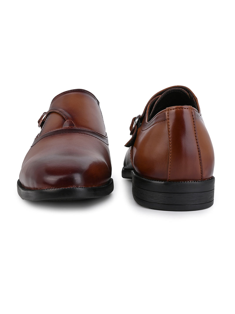 Regale Tan Monk Strap Shoes for Men - Dress Shoes for Office & Party Wear