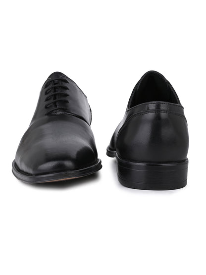 Black Leather Lace Up Shoes For Men With Sneaker Footpad