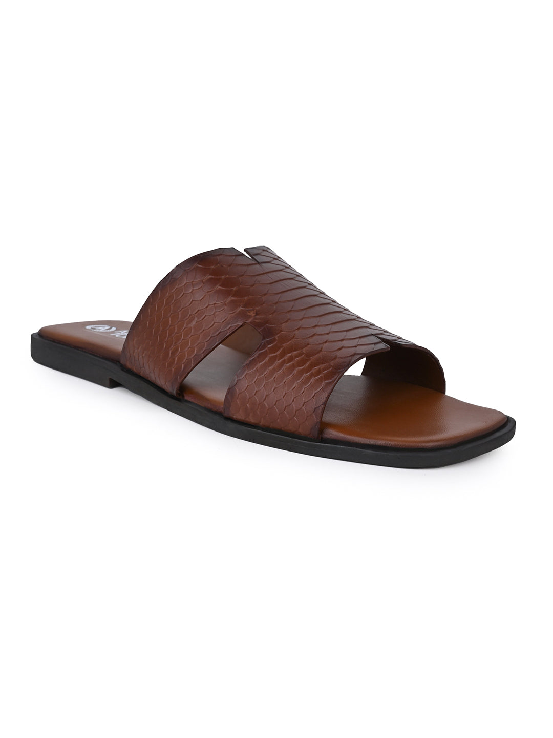 Alberto Torresi Men’s Tan Textured Slide Sandals