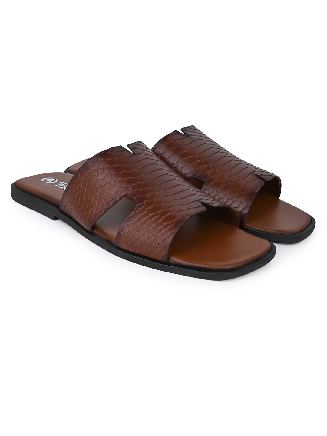 Alberto Torresi Men’s Tan Textured Slide Sandals