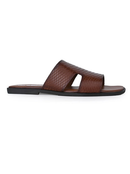 Alberto Torresi Men’s Tan Textured Slide Sandals