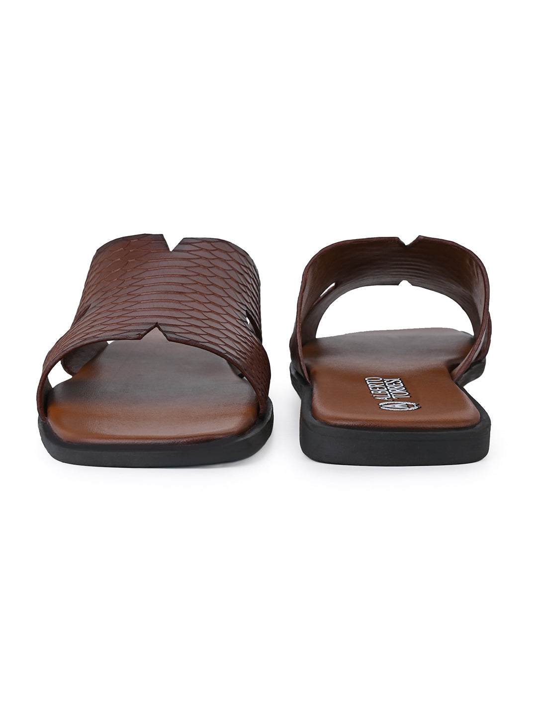 Alberto Torresi Men’s Tan Textured Slide Sandals