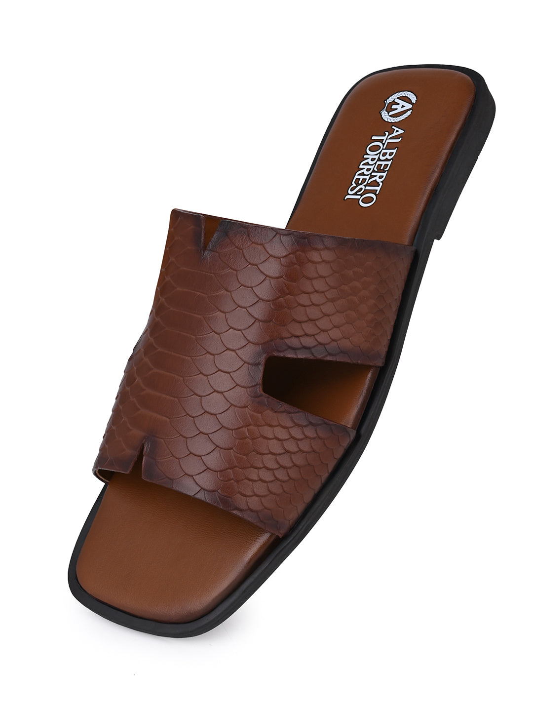 Alberto Torresi Men’s Tan Textured Slide Sandals