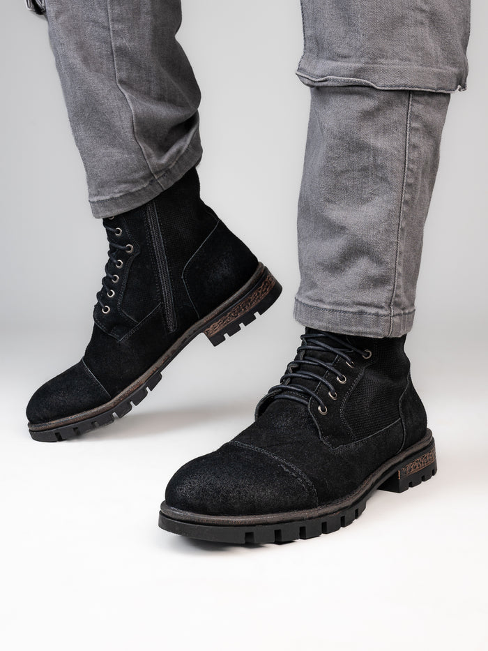 Alberto Torresi Headon Series Devl556 Suede Distress Long Boots For Men
