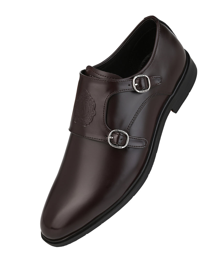 Toro Brown Monk Strap Shoes for Men - Dress Shoes for Casual & Party Wear