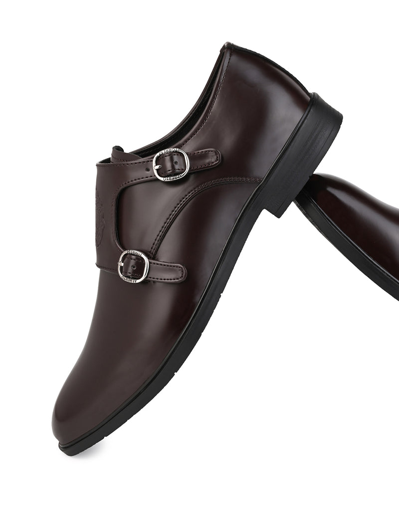 Toro Brown Monk Strap Shoes for Men - Dress Shoes for Casual & Party Wear