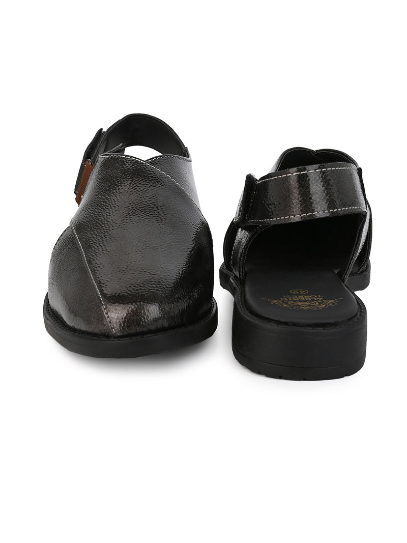 Faris Grey Peshawari Sandals for Men - Adjustable Backstrap Sandals for Casual & Ethnic Wear