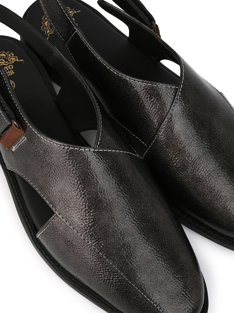Faris Grey Peshawari Sandals for Men - Adjustable Backstrap Sandals for Casual & Ethnic Wear