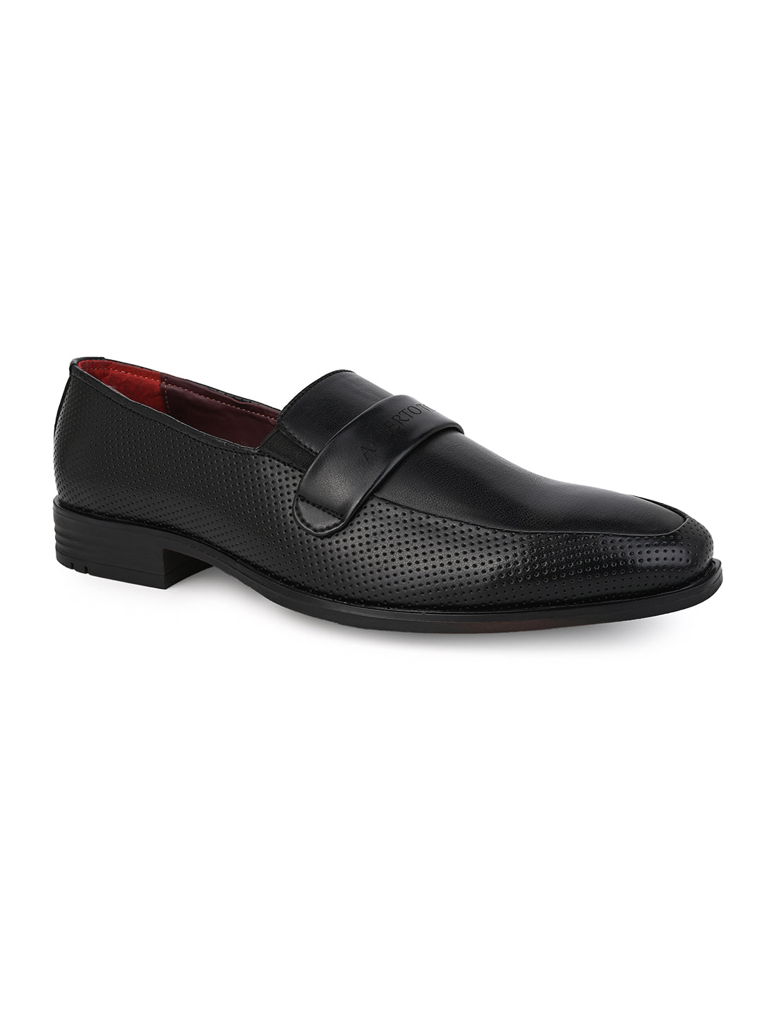 Alberto Torresi Fox leather Black Slip On Formal Shoes