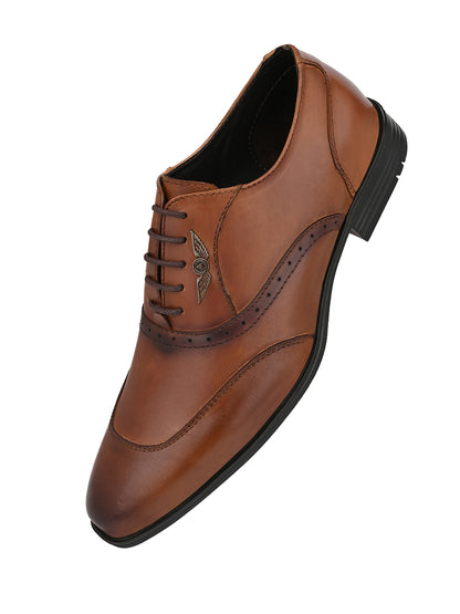 Alberto Torresi Genuine Leather Tan Laceup Formal Shoes Oxford For Men