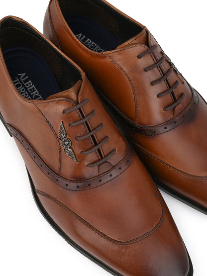 Alberto Torresi Genuine Leather Tan Laceup Formal Shoes Oxford For Men