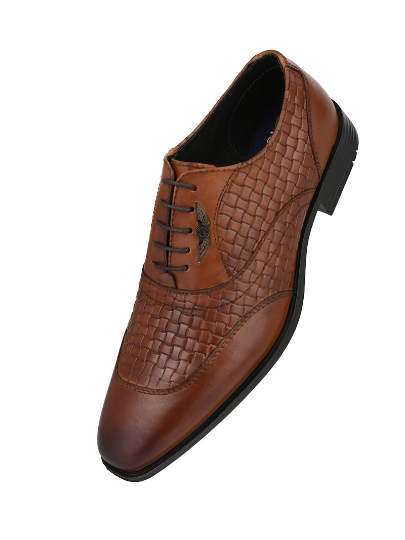 Augusto Tan Leather Formal Shoes for Men - Lace-Up Shoes for Office & Party Wear