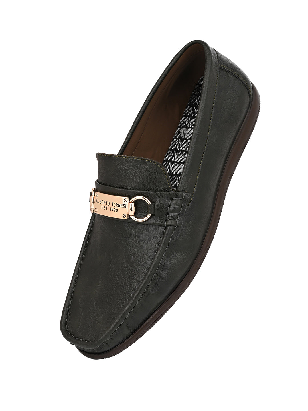 Alberto Torresi Twisty Series 531 Full Flex Rubber Sole Slip In Olive Casual Loafers