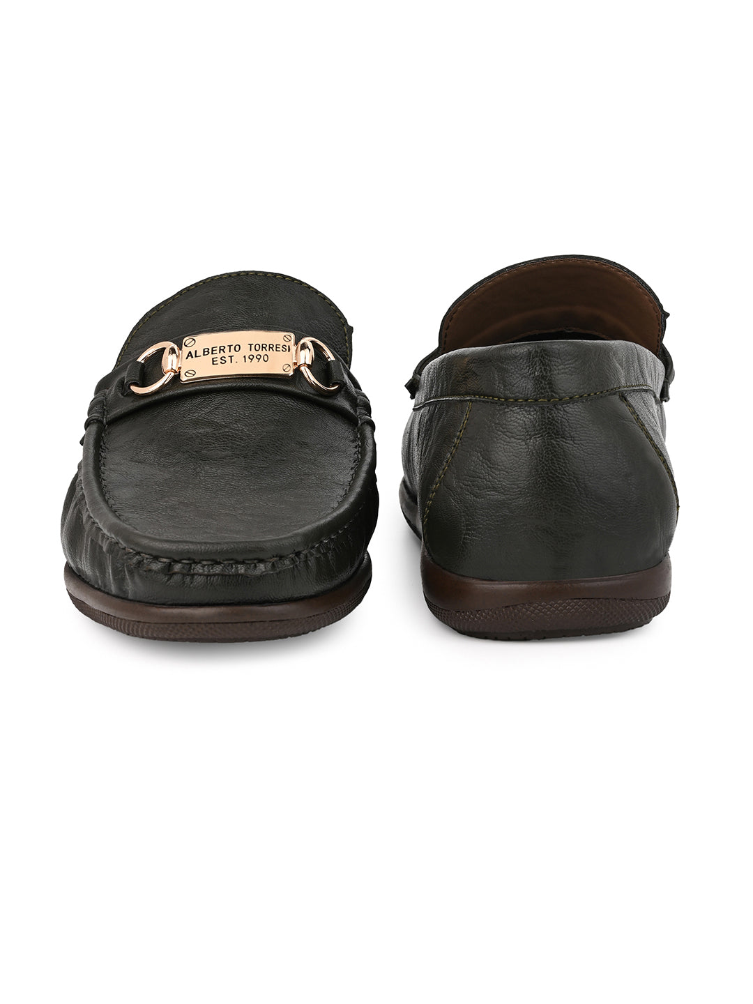 Alberto Torresi Twisty Series 531 Full Flex Rubber Sole Slip In Olive Casual Loafers