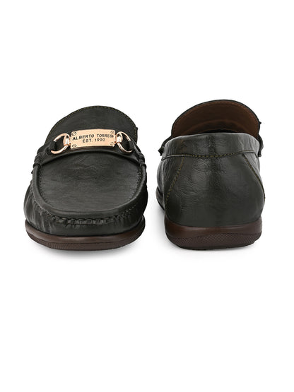 Alberto Torresi Twisty Series 531 Full Flex Rubber Sole Slip In Olive Casual Loafers