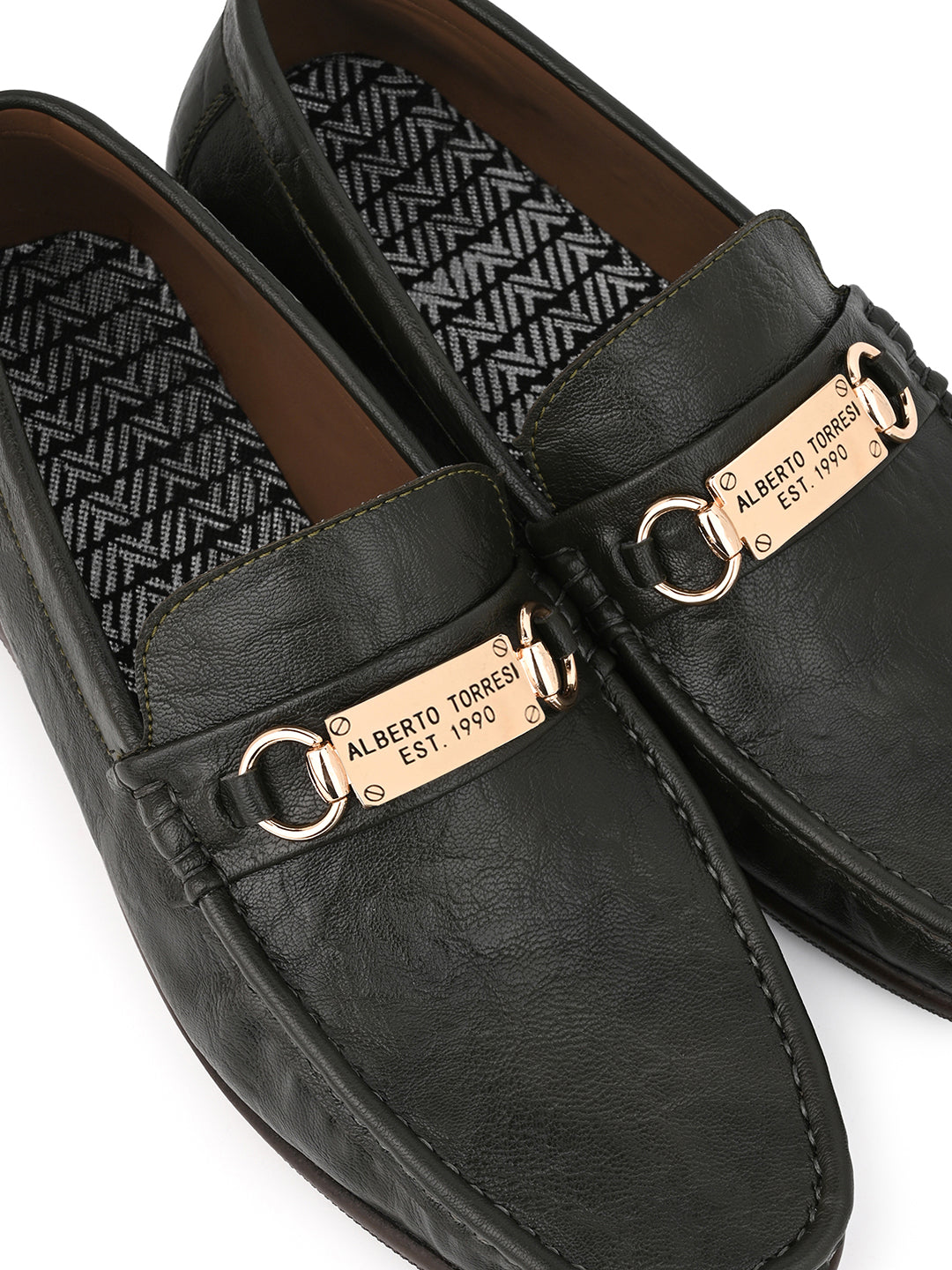 Alberto Torresi Twisty Series 531 Full Flex Rubber Sole Slip In Olive Casual Loafers