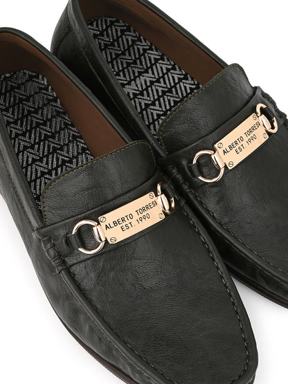 Alberto Torresi Twisty Series 531 Full Flex Rubber Sole Slip In Olive Casual Loafers