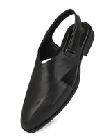 Faris Black Peshawari Sandals for Men - Adjustable Backstrap Sandals for Casual & Ethnic Wear