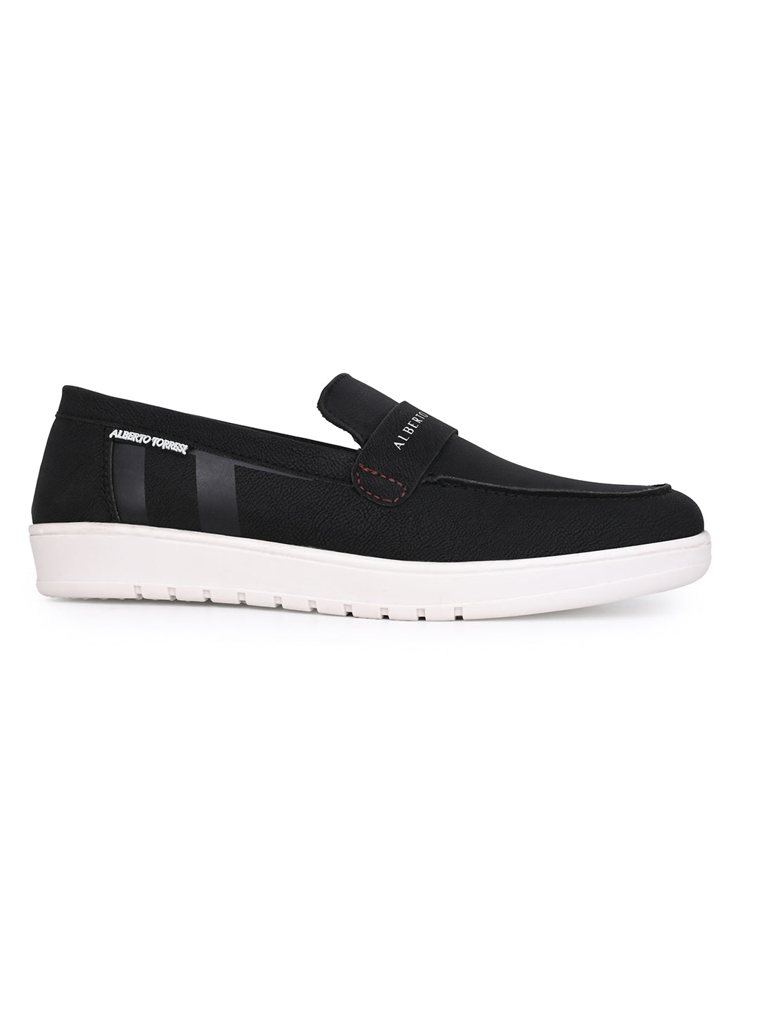 Alberto Torres Men’s Embossed Black Tech-Knit Slip-Ons