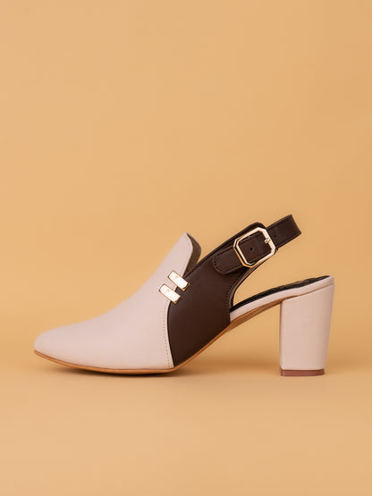 Alberto Torresi Women’s Baige &amp; Olive Slingback Block Heels