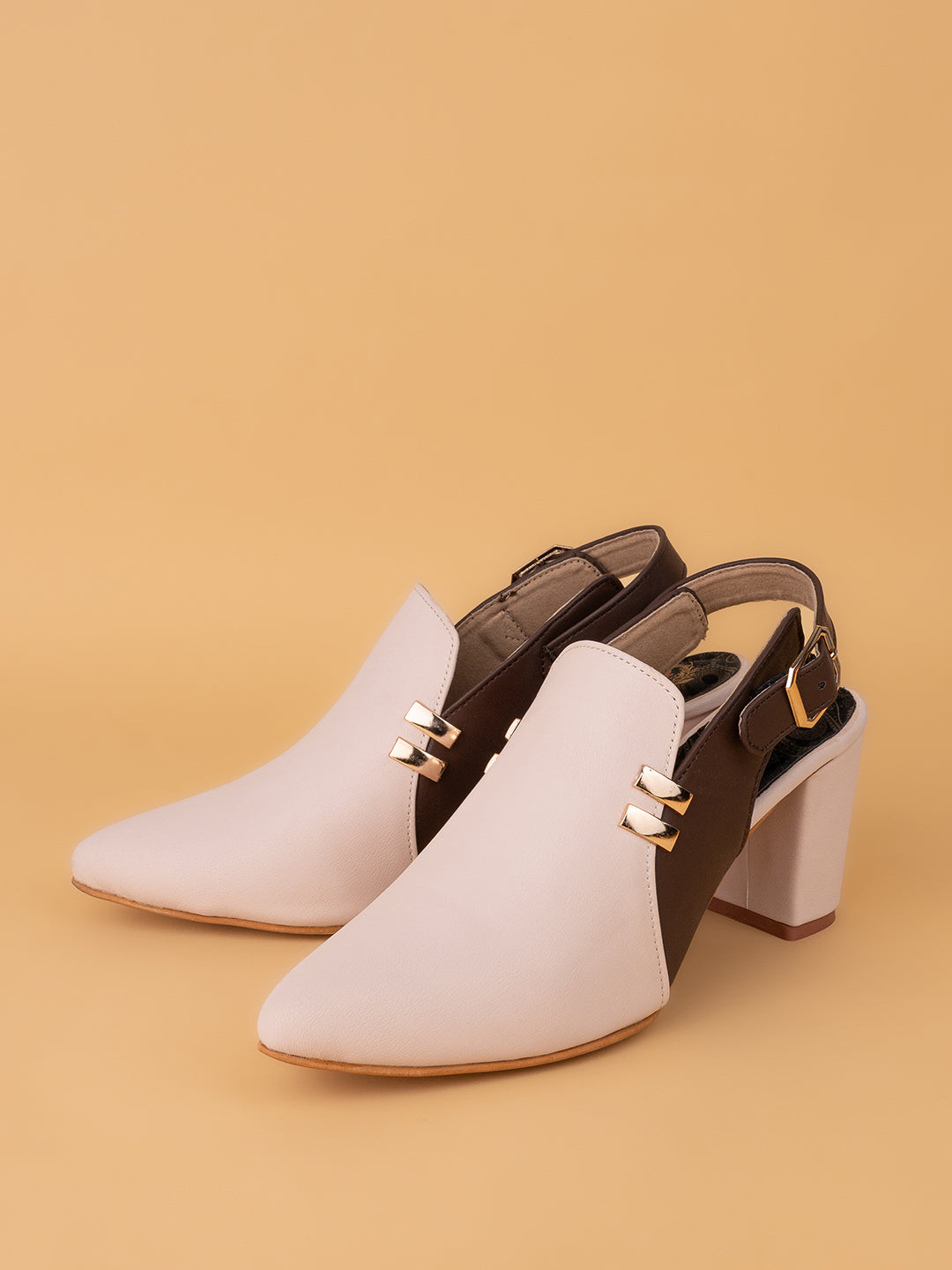 Alberto Torresi Women’s Baige &amp; Olive Slingback Block Heels