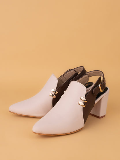 Alberto Torresi Women’s Baige &amp; Olive Slingback Block Heels