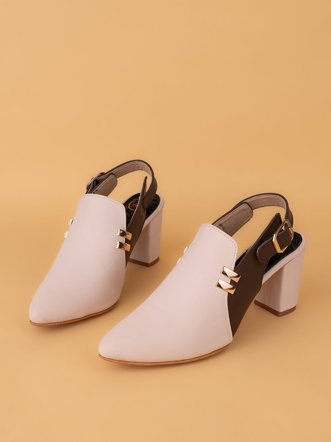 Alberto Torresi Women’s Baige &amp; Olive Slingback Block Heels