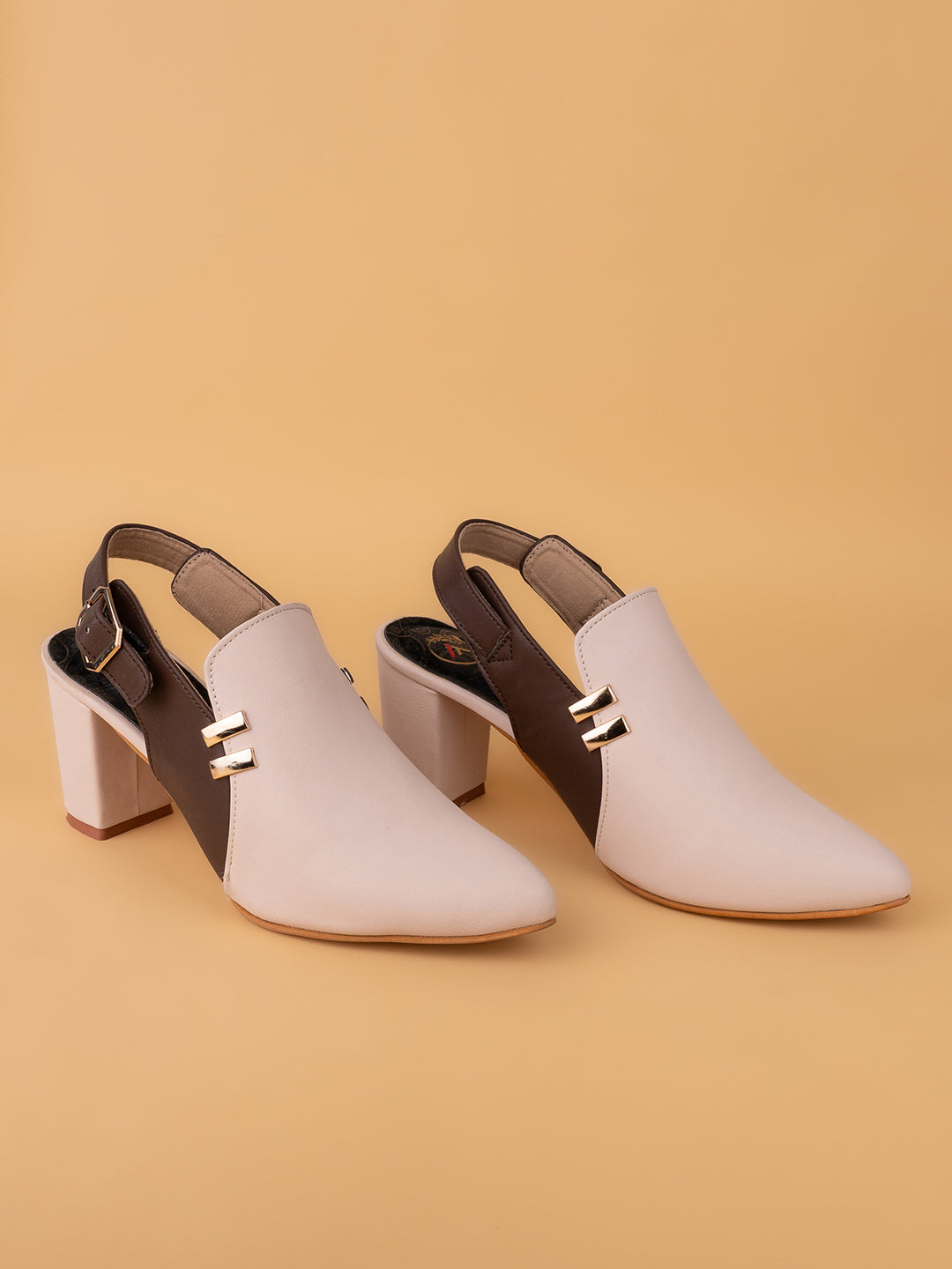 Alberto Torresi Women’s Baige &amp; Olive Slingback Block Heels