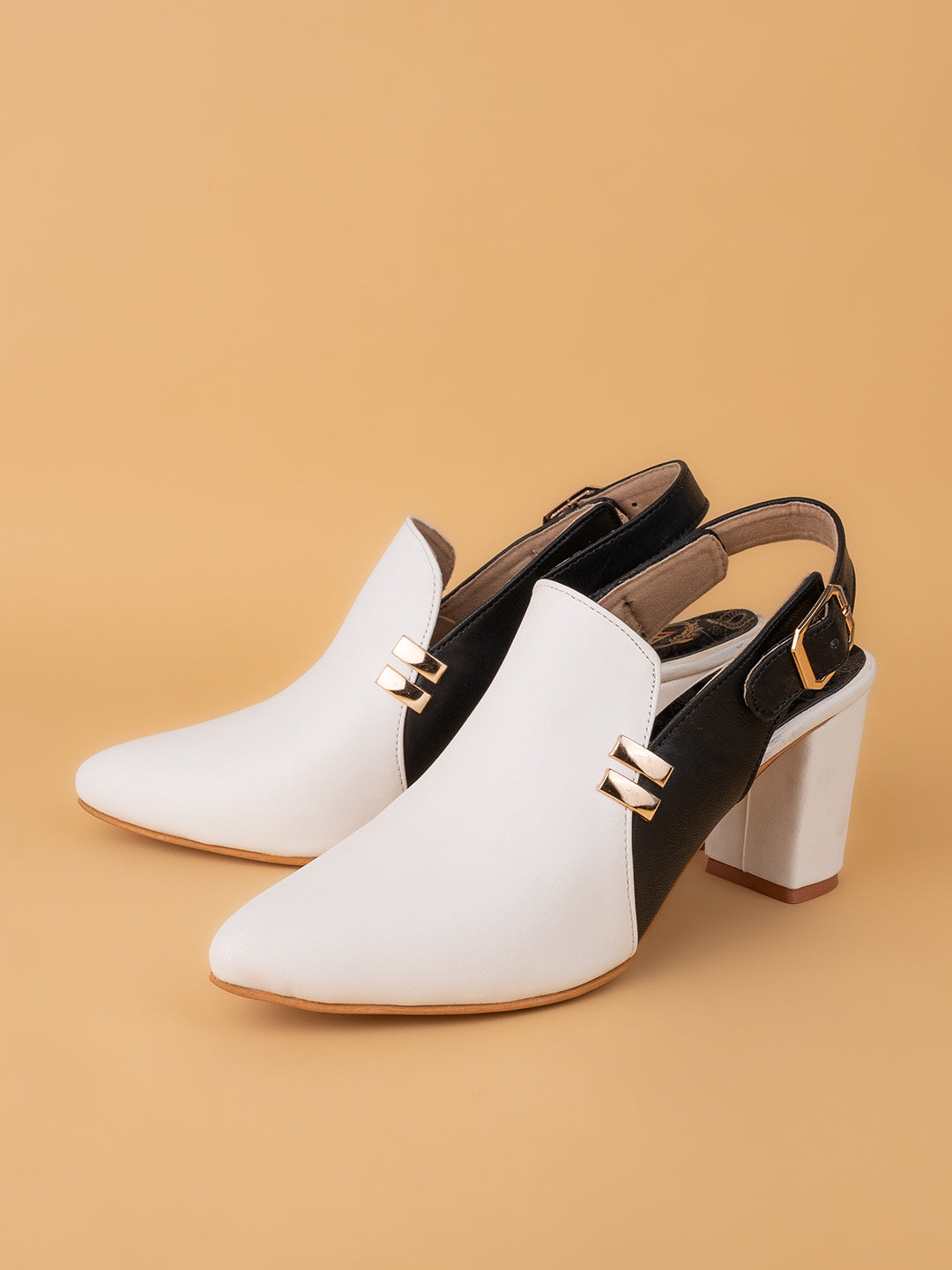 Alberto Torresi Women Black &amp; Maroon Slingback Block Heels